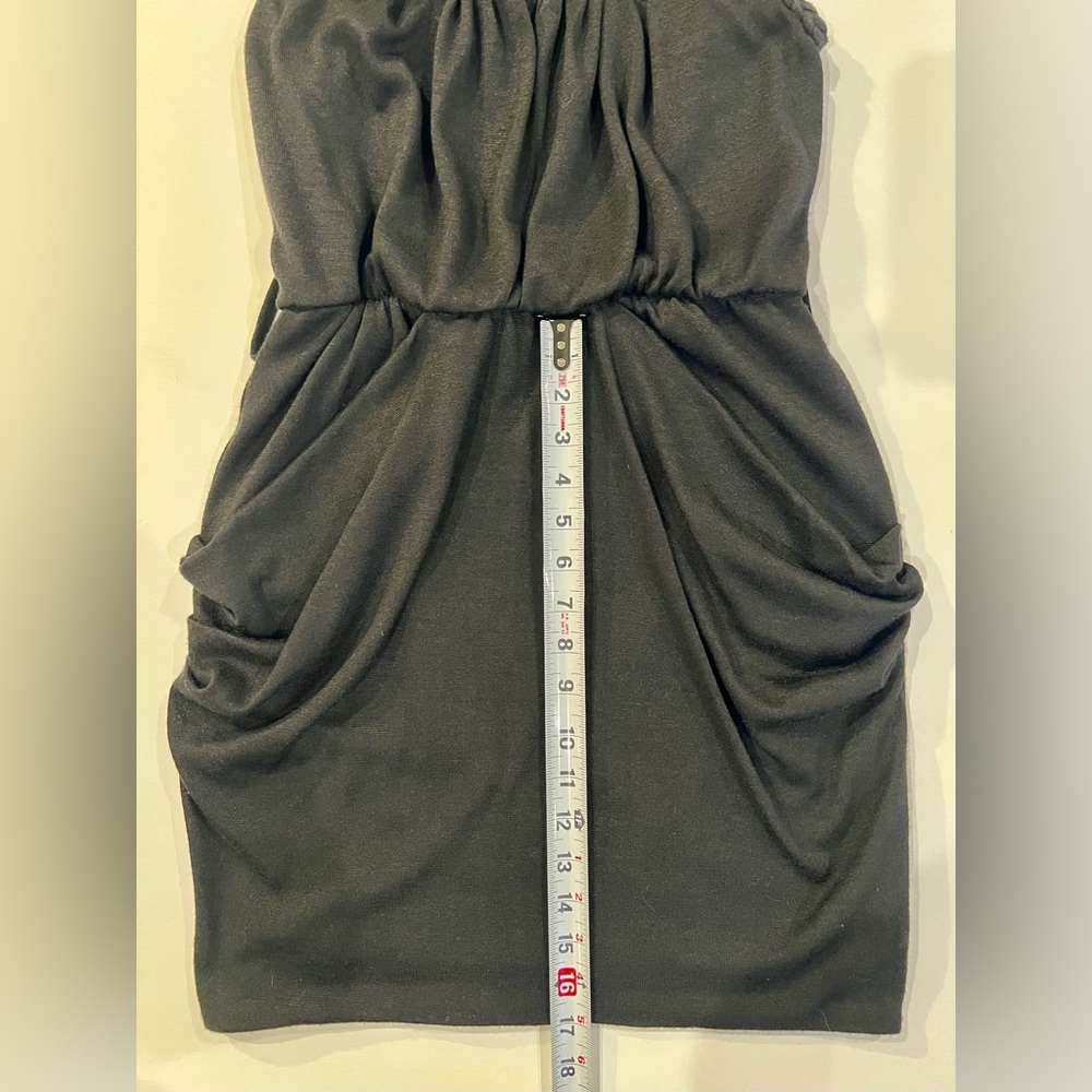 XOXO Y2K Belted Tiered Tassel Drape Dress Braided Black Gold Accents Extra Small - Picture 6 of 16